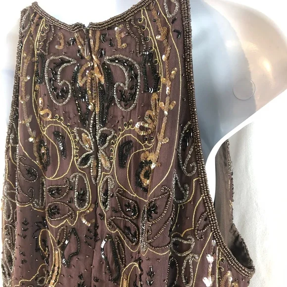 Papell Boutique Evening Silk beaded Vintage Tank top L - Picture 16 of 16